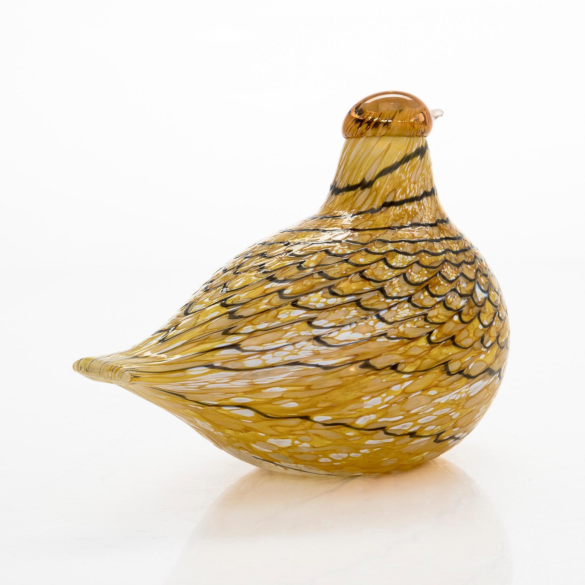 Oiva Toikka, a 'Summer Grouse' glass bird, signed O. Toikka Nuutajärvi.