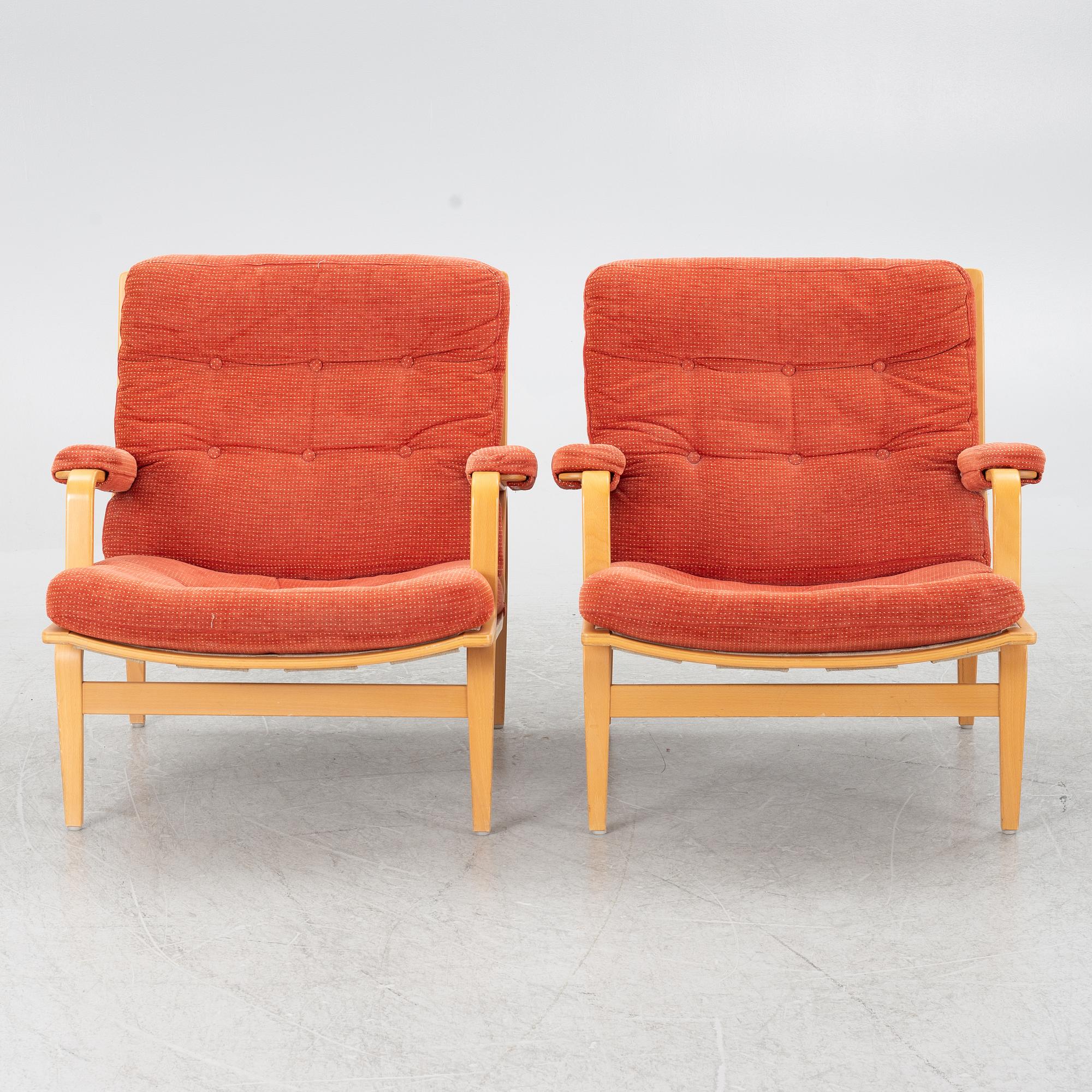 Bruno Mathsson, a pair of 'Ingrid' armchairs, Dux.