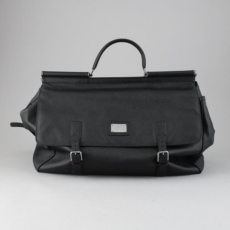 Dolce & Gabbana, a black leather weekend bag.