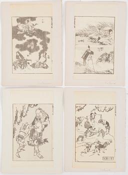 SHEETS from woodblock book, 24 pc, Japan, 19th century.