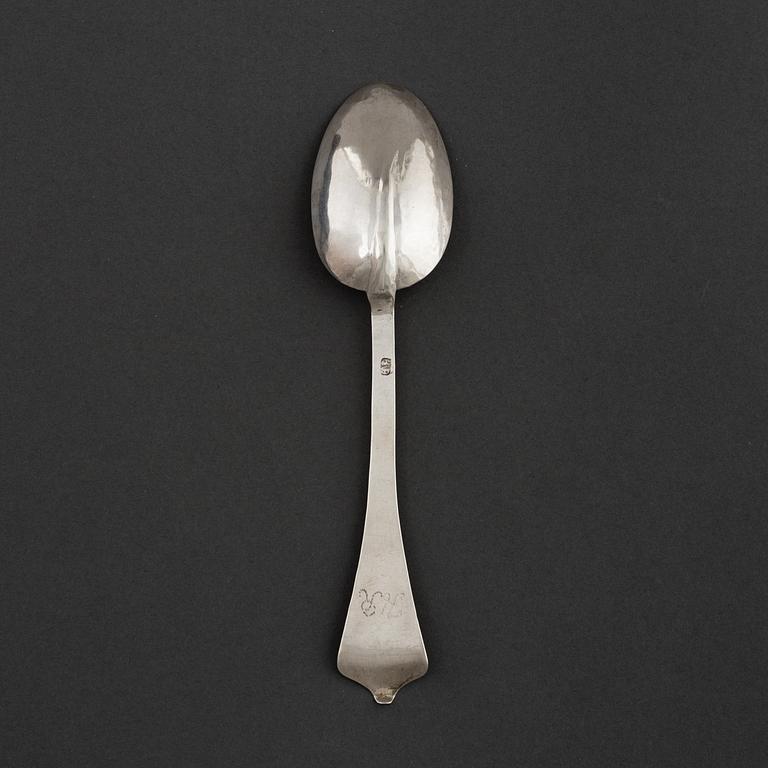 A silver rat-tail spoon, Scandinavia 18th century.