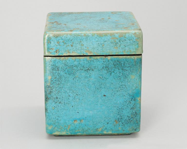 A Hans Hedberg faience box with cover, Biot, France.