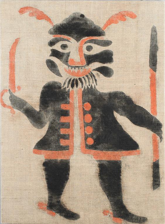 VARGLAPP, linne, uppspänd på pannå, omkring år 1800.