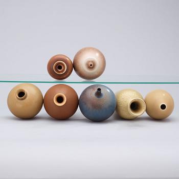 A set of seven Berndt Friberg stoneware vases, Gustavsberg Studio 1946-61.