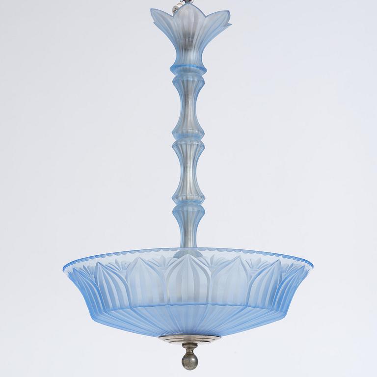 Simon Gate, & Erik Tidstrand, a ceiling lamp model "GD. 5"/"26268", Orrefors & Nordiska Kompaniet, 1920s.