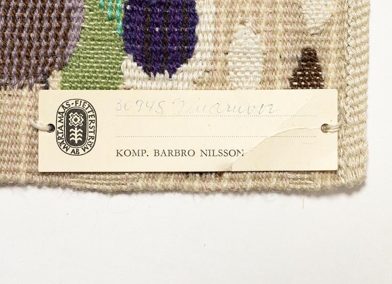 Barbro Sprinchorn, a tapestry, 'Vindruvor', tapestry variant, signed S, AB MMF, c. 36 x 36 cm.