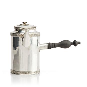 310. A Swedish 18th century silver chocolate-pot, mark of Pehr Zethelius, Stockholm 1780.