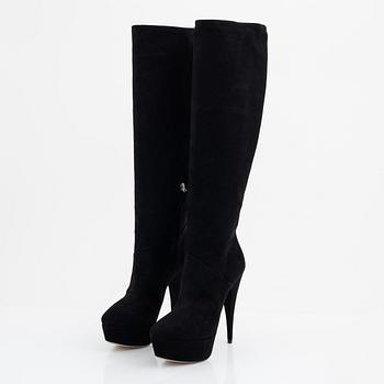 Miu Miu, a pair of black suede stiletto boots, size 36 1/2.