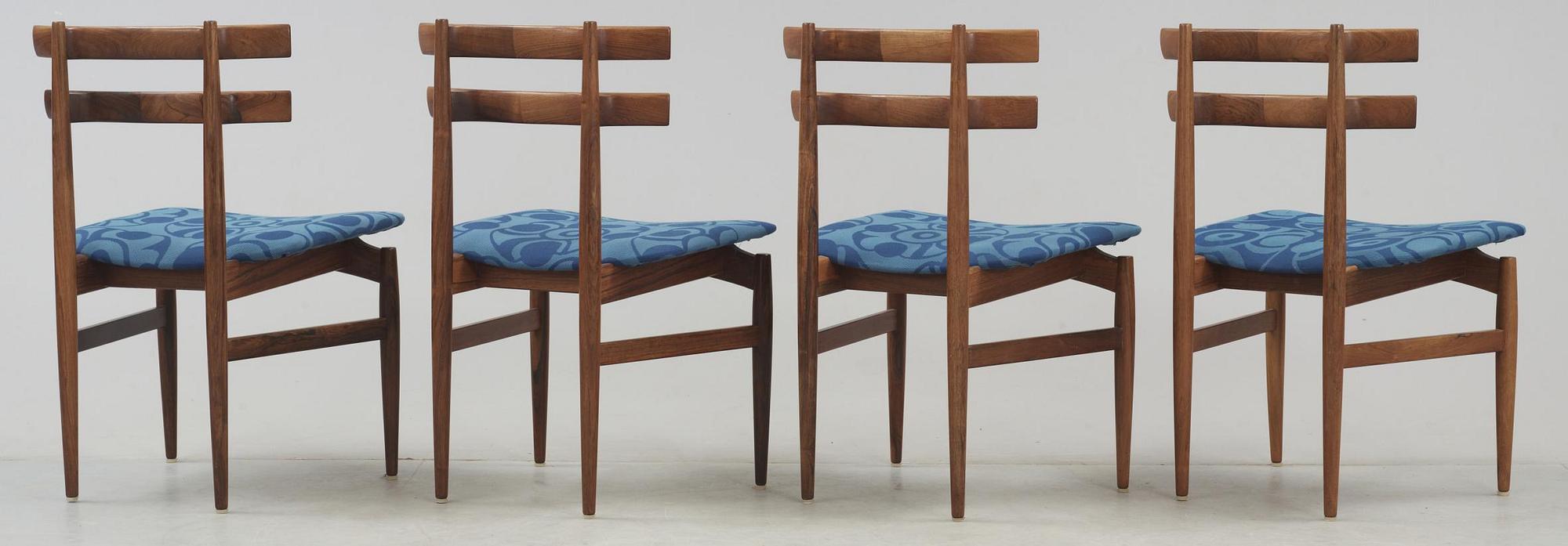 POUL HUNDEVAD, stolar, 4 st, Poul Hundevad & Co, Danmark 1960-tal.