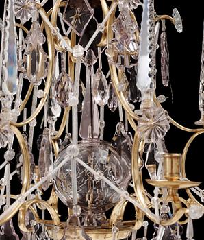 A Swedish Rococo 18th century six-light chandelier.