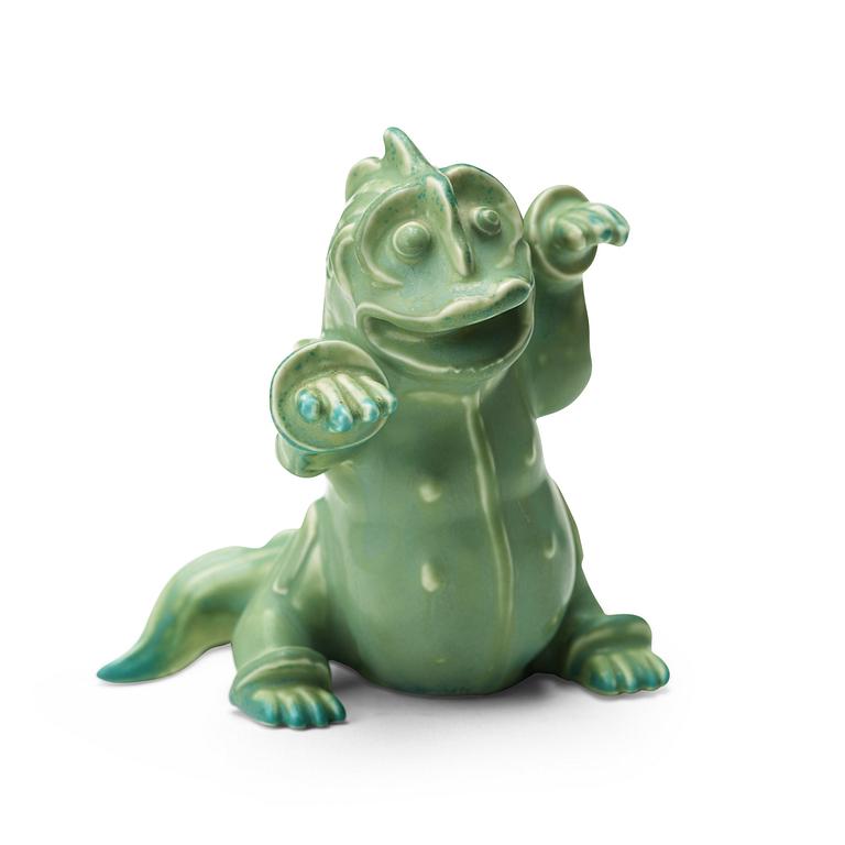 Wilhelm Kåge, a stoneware figure of a 'dragon puppy', Gustavsberg, Sweden 1940's.