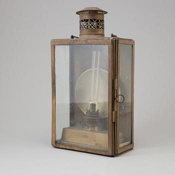 A 19TH CENTURY BRASS LANTERN, marked C M Hammar, Göteborg.