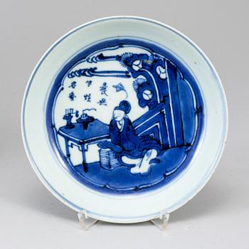 A Chinese blue and white dish, 20th century.