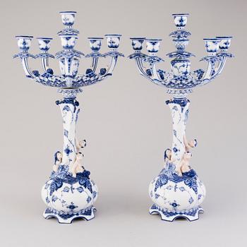 A PAIR OF DANISH CANDELABRAS, porcelain Royal Copenhagen, 1890s.