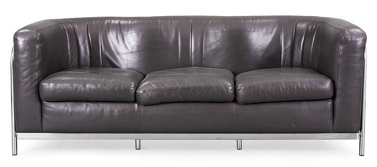 A Jonathan De Pas, Donato D'Urbino & Paolo Lomazzi three-seated 'Onda' grey leather sofa, Zanotta, Italy.