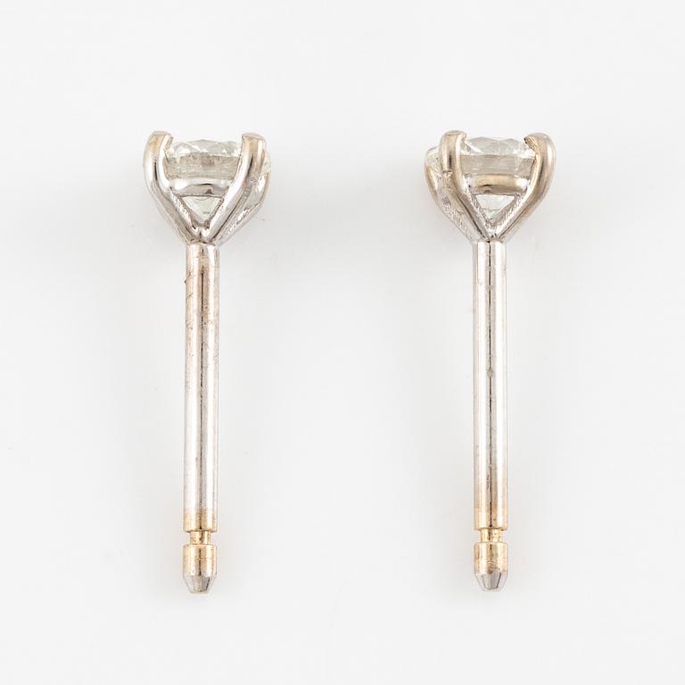 Earrings, a pair, 18K white gold with brilliant-cut diamonds totalling 0.46 ct,.