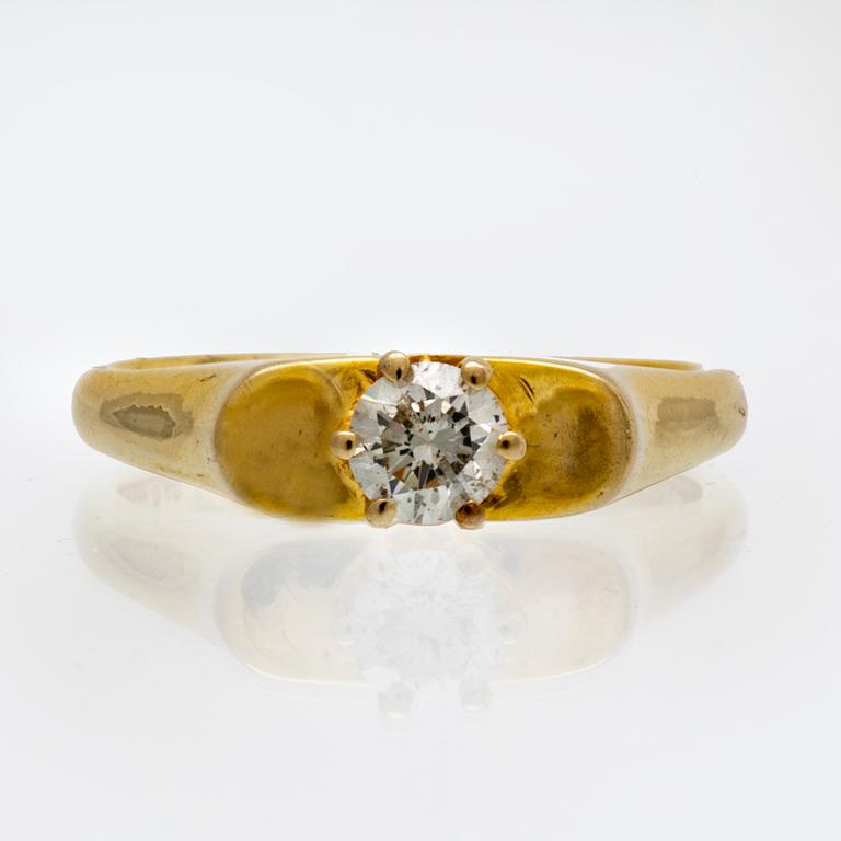Ring 14K gold 1 brilliant-cut diamond approx 0,40 ct approx I SI.