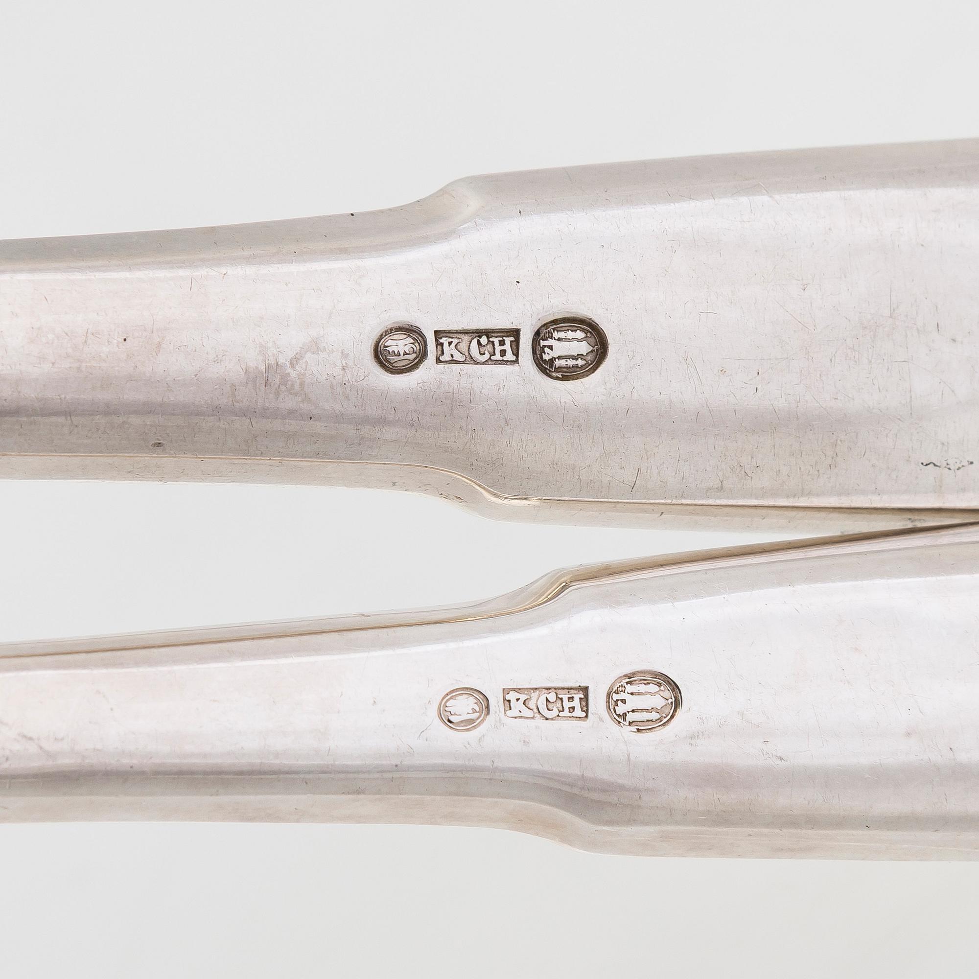 A 124-piece set of Danish silver cutlery, maker's mark of K. C. Hermann, Copenhagen,  1914-36, main part marked in 1914.