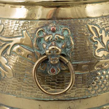 A 19th century brass flower pot.