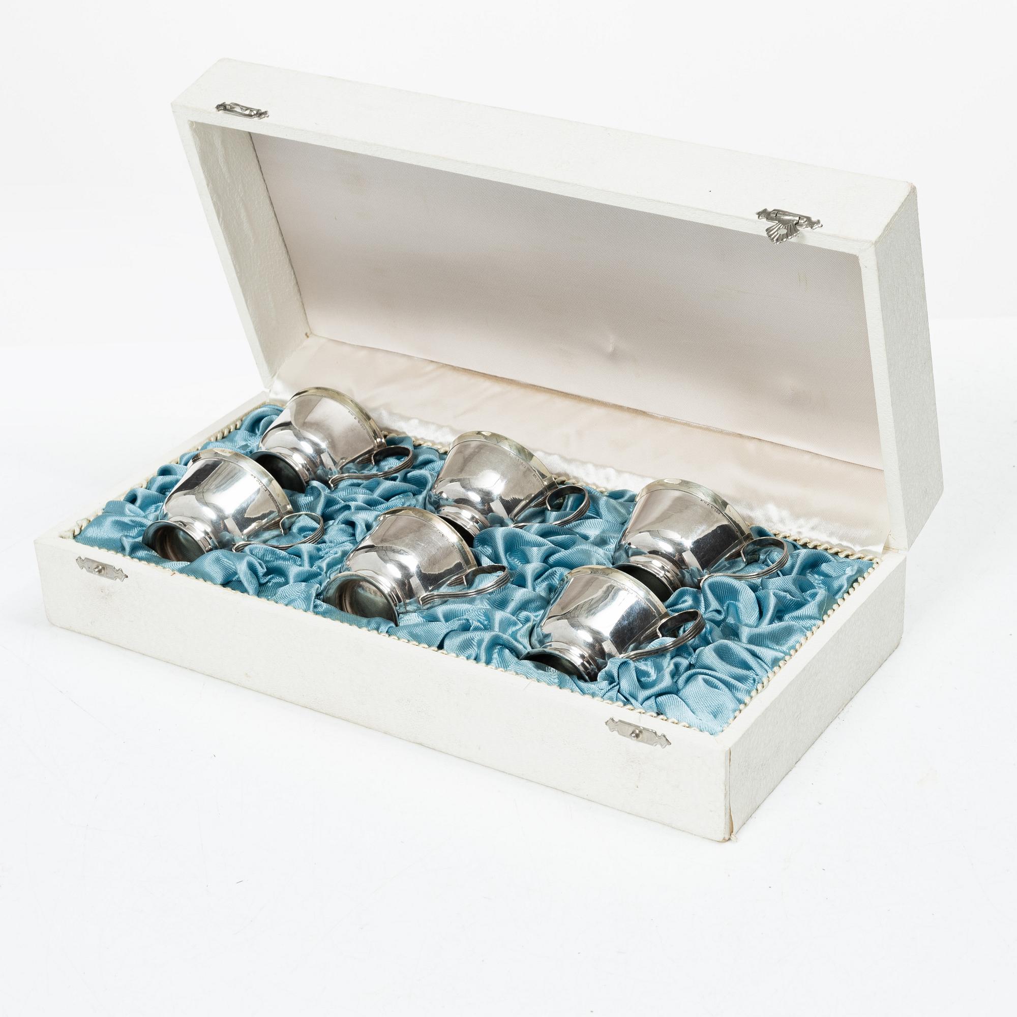 Six Swedish silver cups, mark of Arkala Johanna Gottschalk, Stockholm, 1960s.