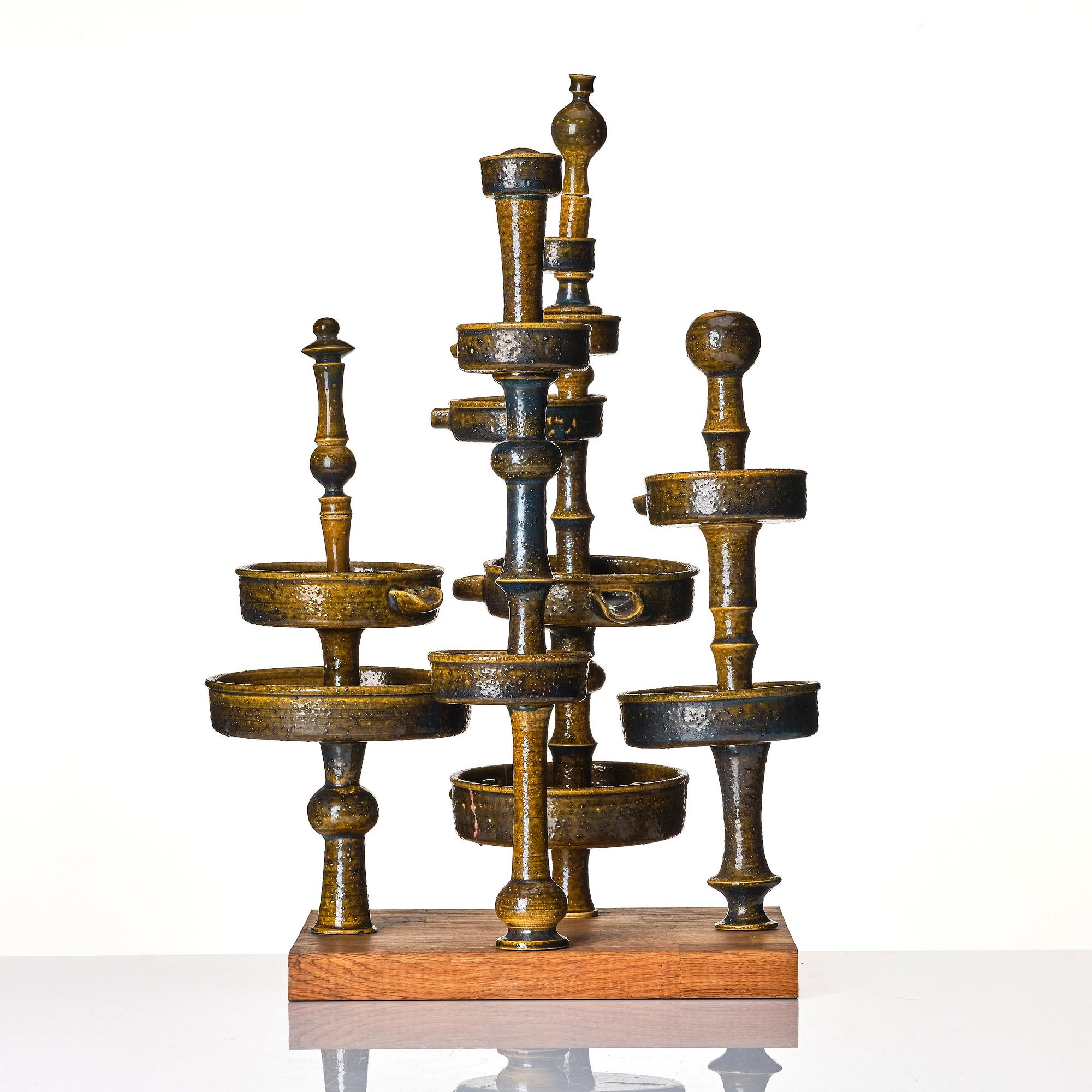 Stig Lindberg, a stoneware sculpture, "Fountain", a prototype of the Fountain at Umeå City Hall, Gustavsberg studio, 1950-60s.
