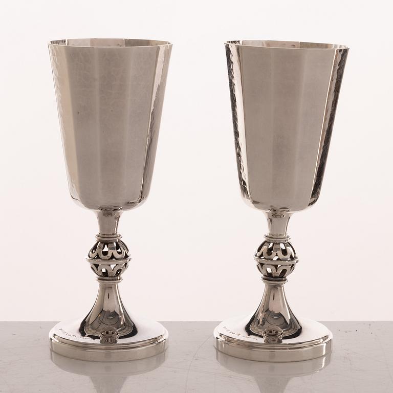 Eric Löfman, A set of twelve silver vodka glasses, KG Markströms, Uppsala 1972.
