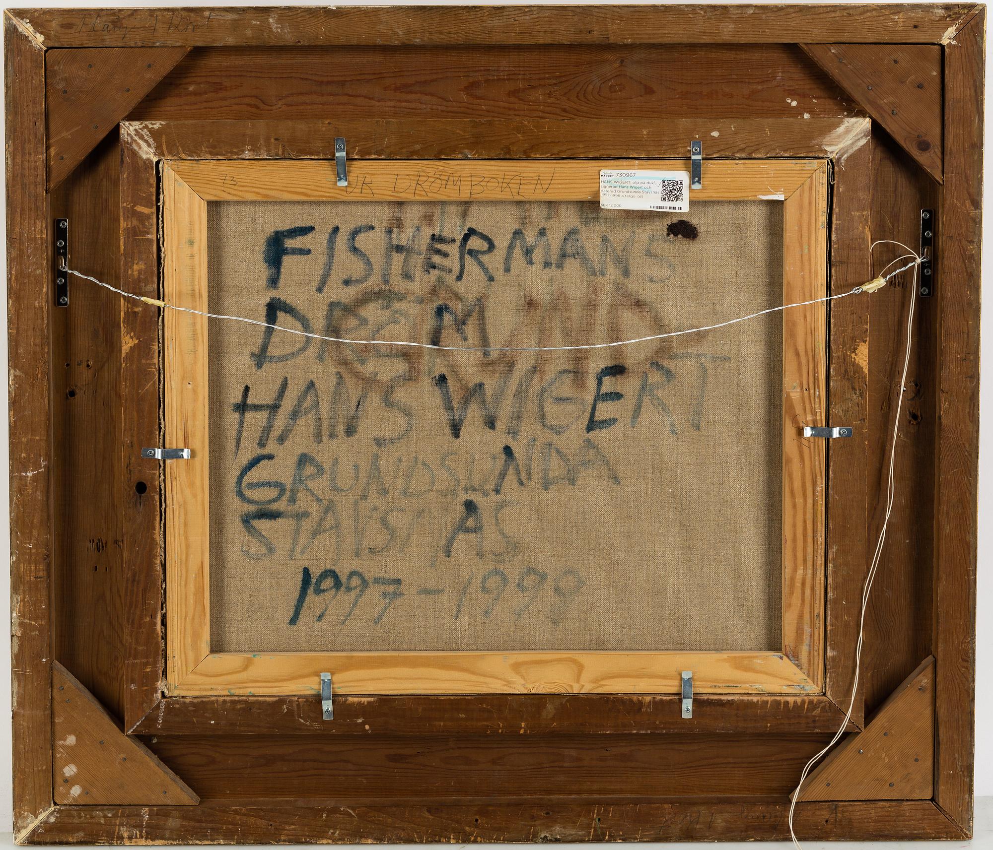HANS WIGERT, oil on canvas, signed Hans Wigert and dated Grundsunda Stavsnäs 1997-1998 on the reverse.