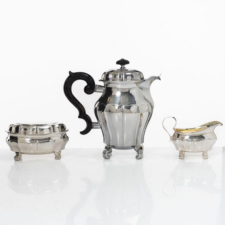 A three-piece silver coffee service, GAB, Stockholm, 1929-31.