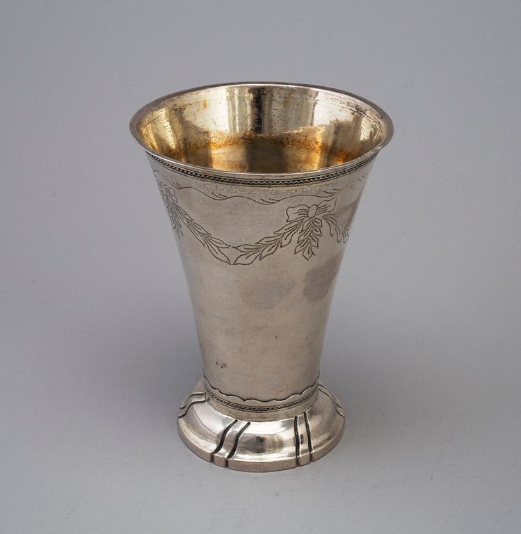 STEPHAN WESTERSTRÅHLE, a parcel-gilt beaker, Stockholm 1792.