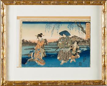 OKÄND KONSTNÄR, träsnitt, Japan, 1800-talets andra hälft.