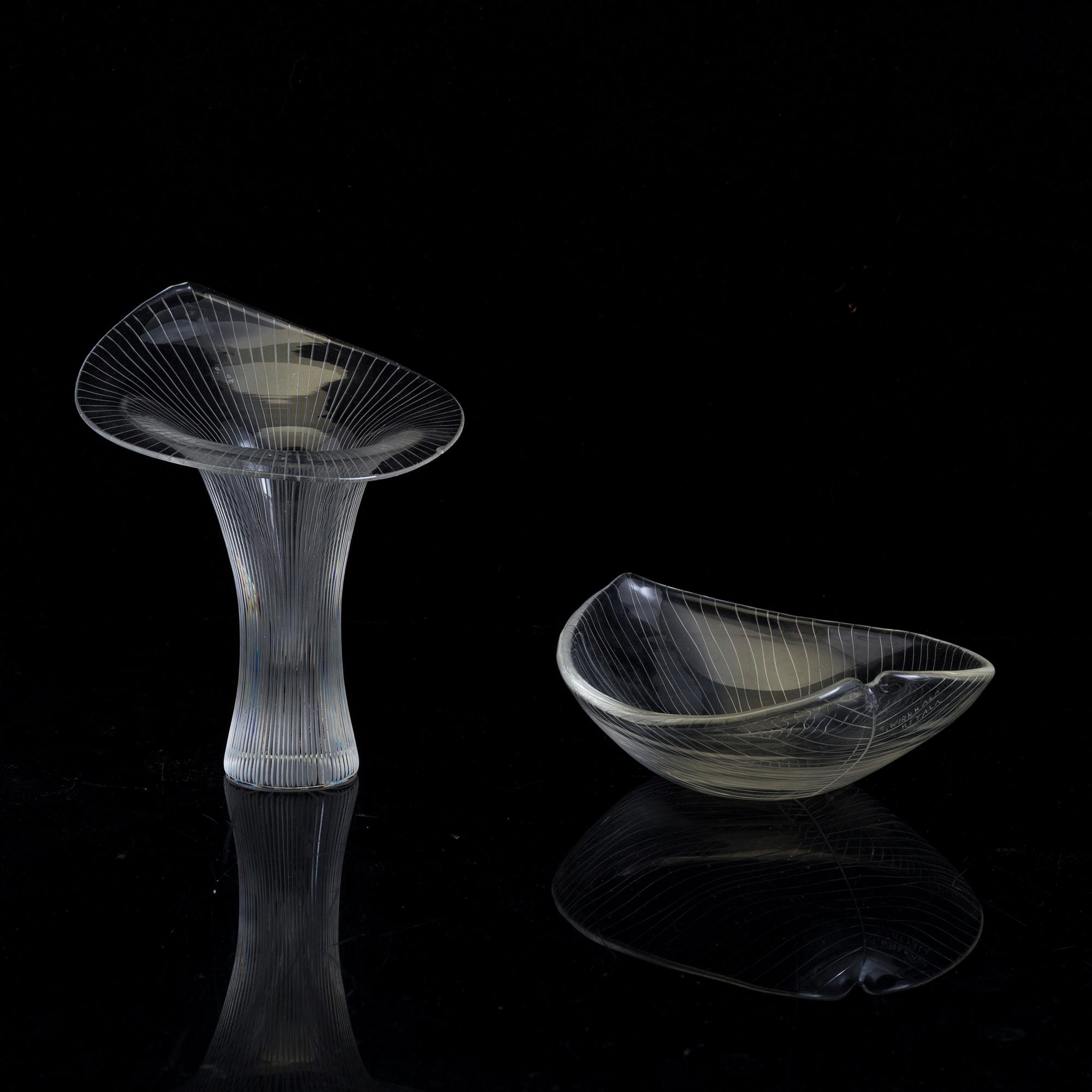 K*A様 タピオ・ウィルカラ Wirkkala ベニーニ工房 Bolle ベース TAPIO WIRKKALA, a 'Kantarell' glass vase and a bowl, signed