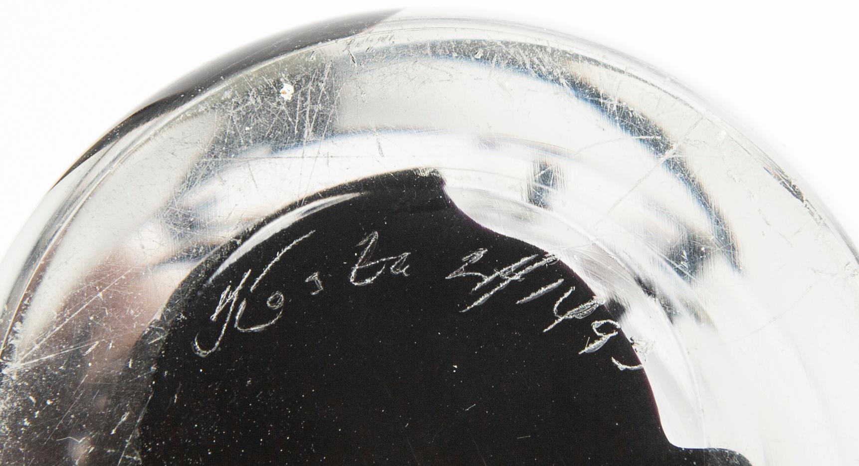 Vicke Lindstrand, a signed glass vase.