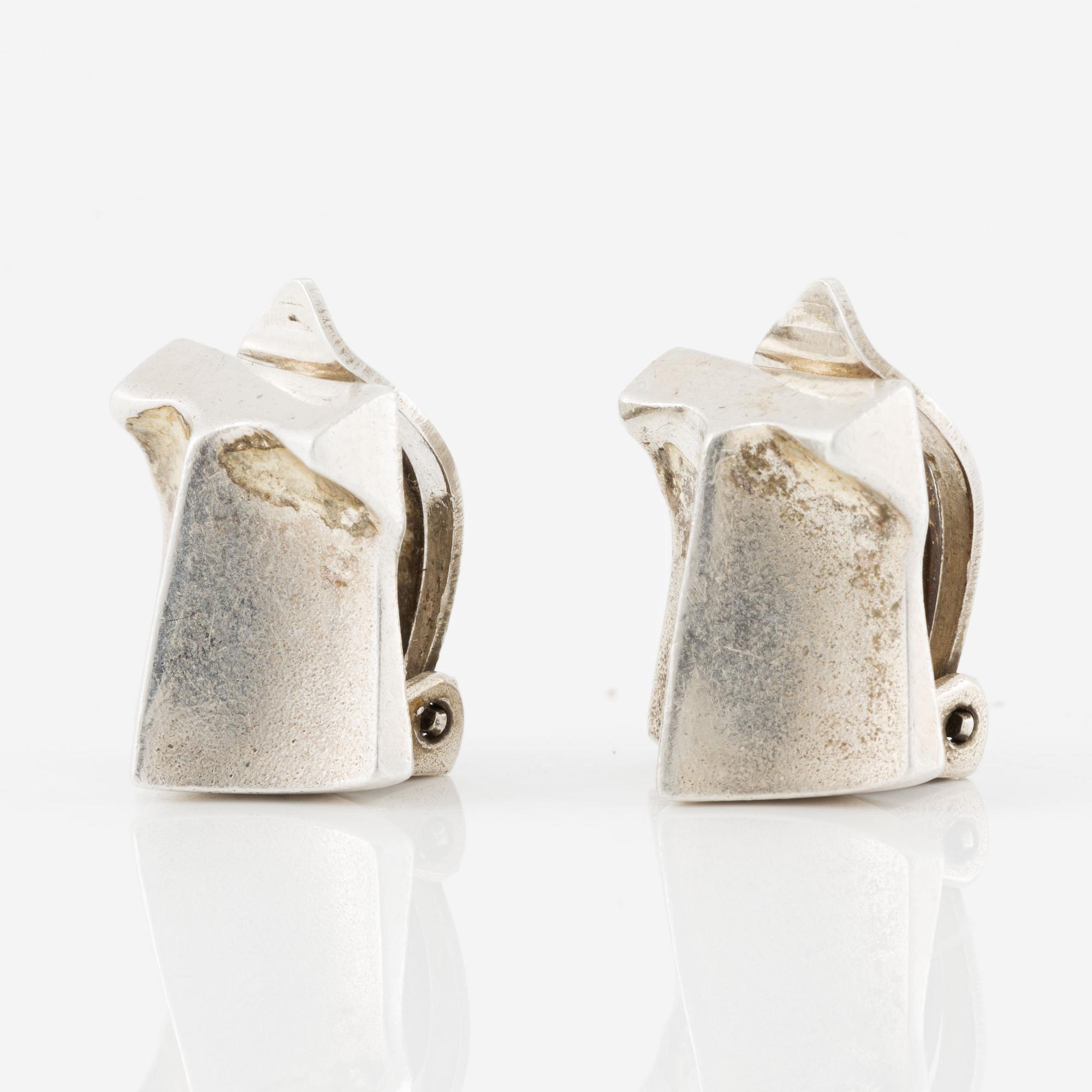 Björn Weckström/Lapponia, örhängen, clips, sterlingsilver, "Muletta".
