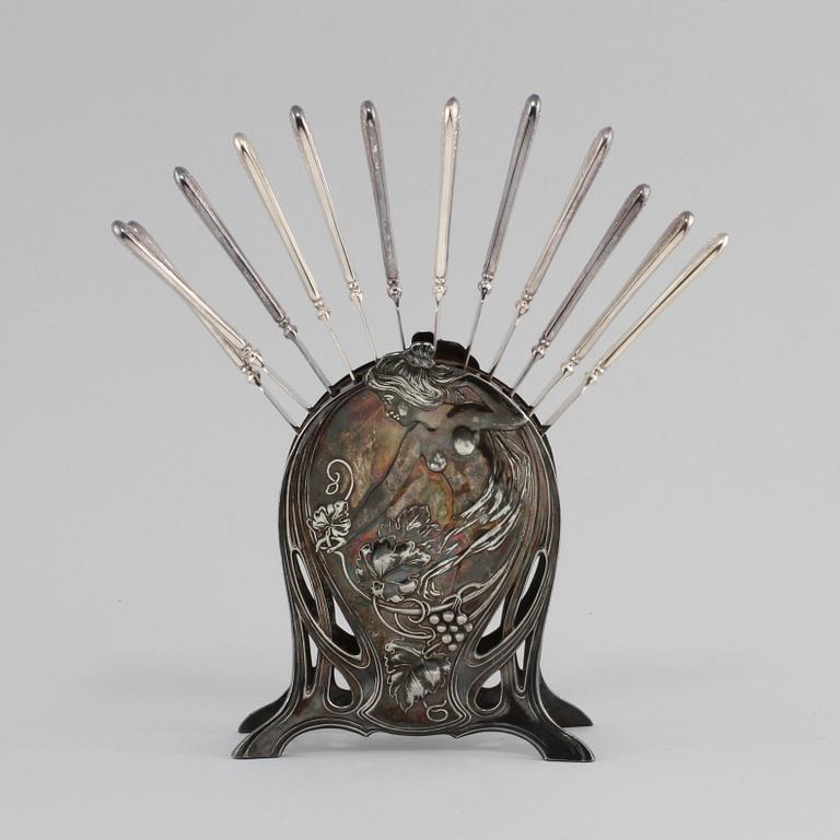 KNIVSTÄLL, vitmetall, Wurttembergische Metallwarenfabrik, WMF, jugend, omkring 1900.