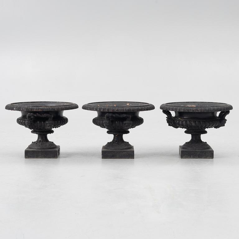 Garden urns, 3 pcs, No. 3, Husqvarna, circa 1900.