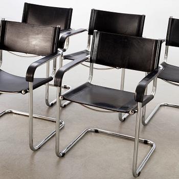 Five late 20th century Italian armchairs.