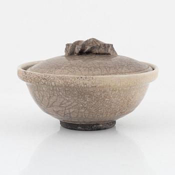 Ulf Johansson, lidded bowl, raku, own workshop, Arboga, latter half of the 20th century.