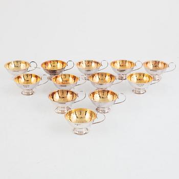 Punchmuggar, 12 st, silver, GAB, Stockholm 1966-67.