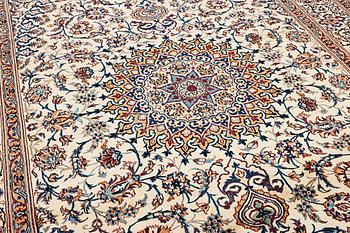 A part silk Nain carpet, 9 LA, a. 335 x 245 cm.