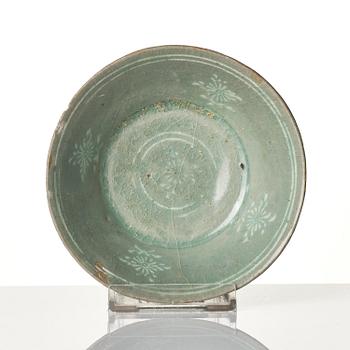 Two inlaid celadon stoneware bowls, Korea, Goryeo dynasty (13th century).
