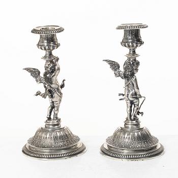 Candelsticks, a pair, silver, 1880s.