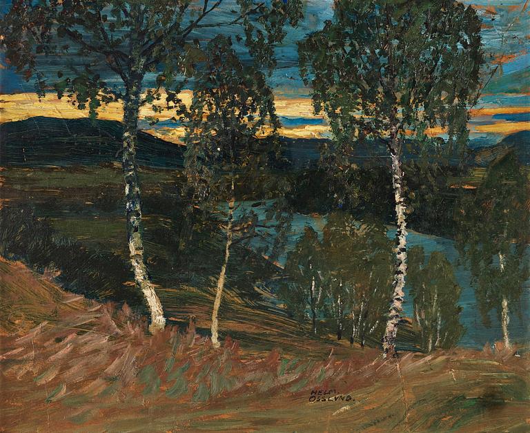 Helmer Osslund, "Höstafton från Ångermanelfven" (Autumn evening, Ångerman river).
