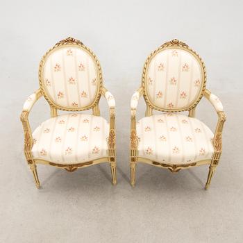 Armchairs in Gustavian style, first half of the 20th century.