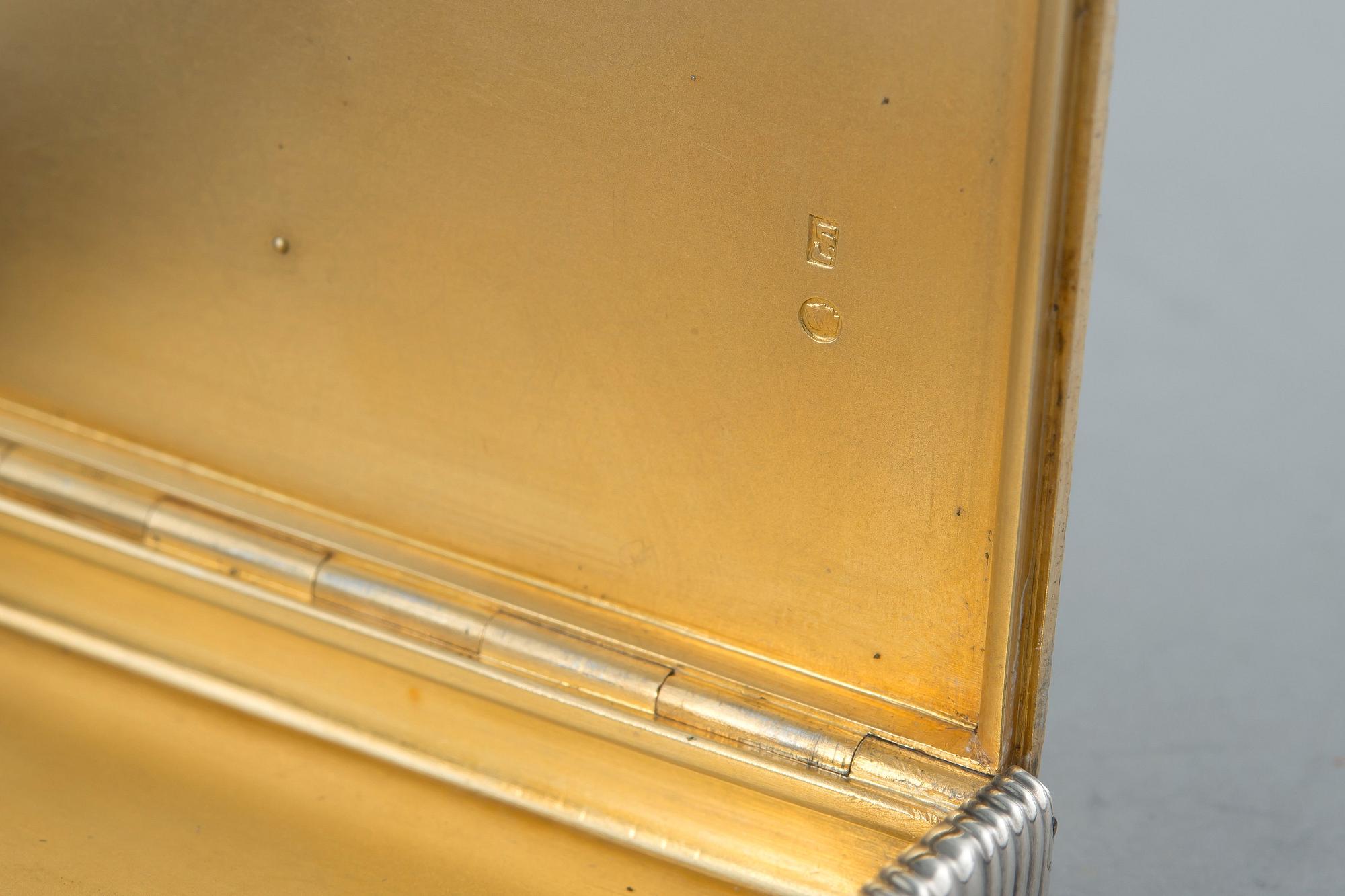 A CIGARETTE CASE, 84 silver, enamel, rose cut diamonds. Marked г.л St. Petersburg 1908-17. Weight 101 g.