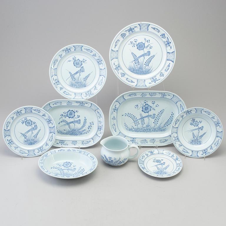 SERVISDELAR, 45 delar, flintgods, "Fågel blå", Rörstrand, 1980-tal.
