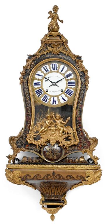 A Régence bracket clock marked Charles Voisin A Paris.