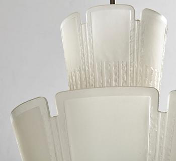 Böhlmarks, a pair of Swedish Modern blasted glass ceiling lights, circa 1938.