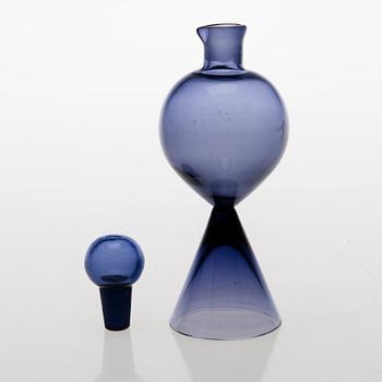 TAMARA ALADIN, A glass oil decanter, model 1760, X-series, Riihimäen Lasi, 1961-64.