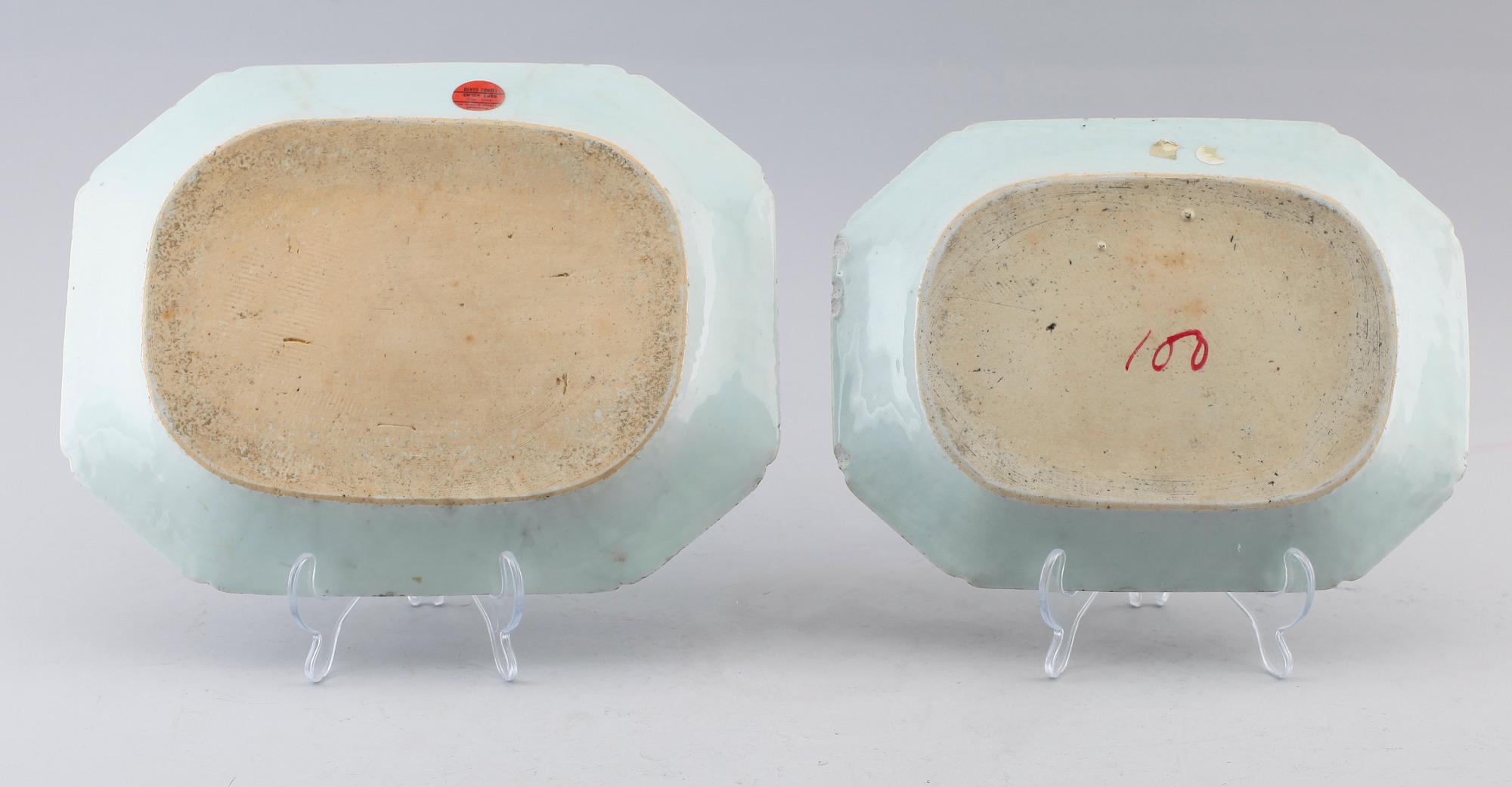 STEKFAT, 2 st, porslin, Kina, Qianlong 1736-1795.