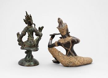 FIGURINER, 2 st, brons, orientaliska, 1900-tal.